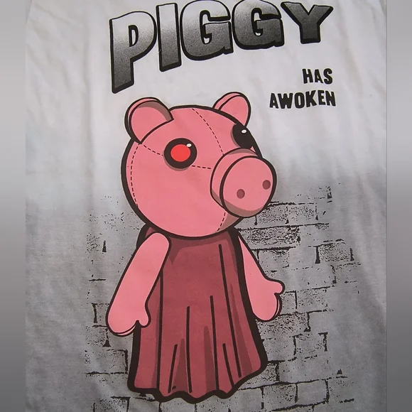 NWT Authentic Piggy Tee with Ombre Grey Base in Size Youth Medium - Picture 2 of 7
